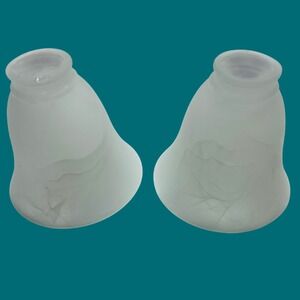 Unbranded Glass Light Shade Set of 2 White Good Frosted Alabaster Bell Swirl